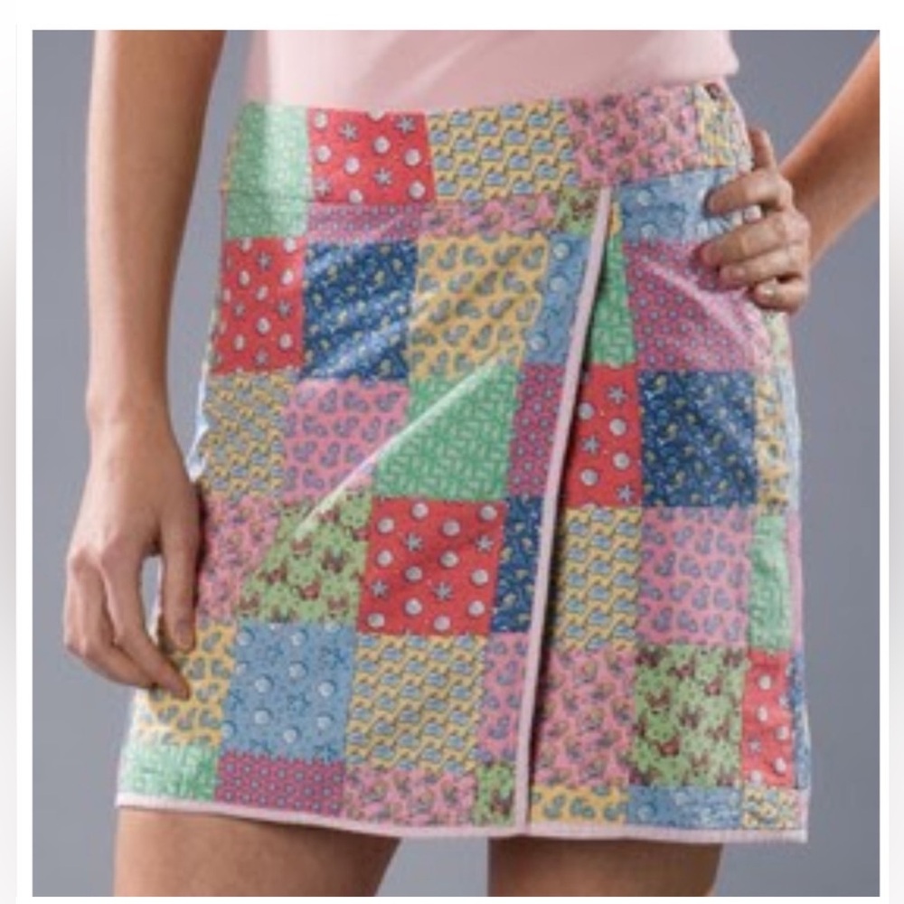 💐 Vineyard Vines 10th Anniversary Patchwork Wrap Mini Skirt EUC - Picture 3 of 13